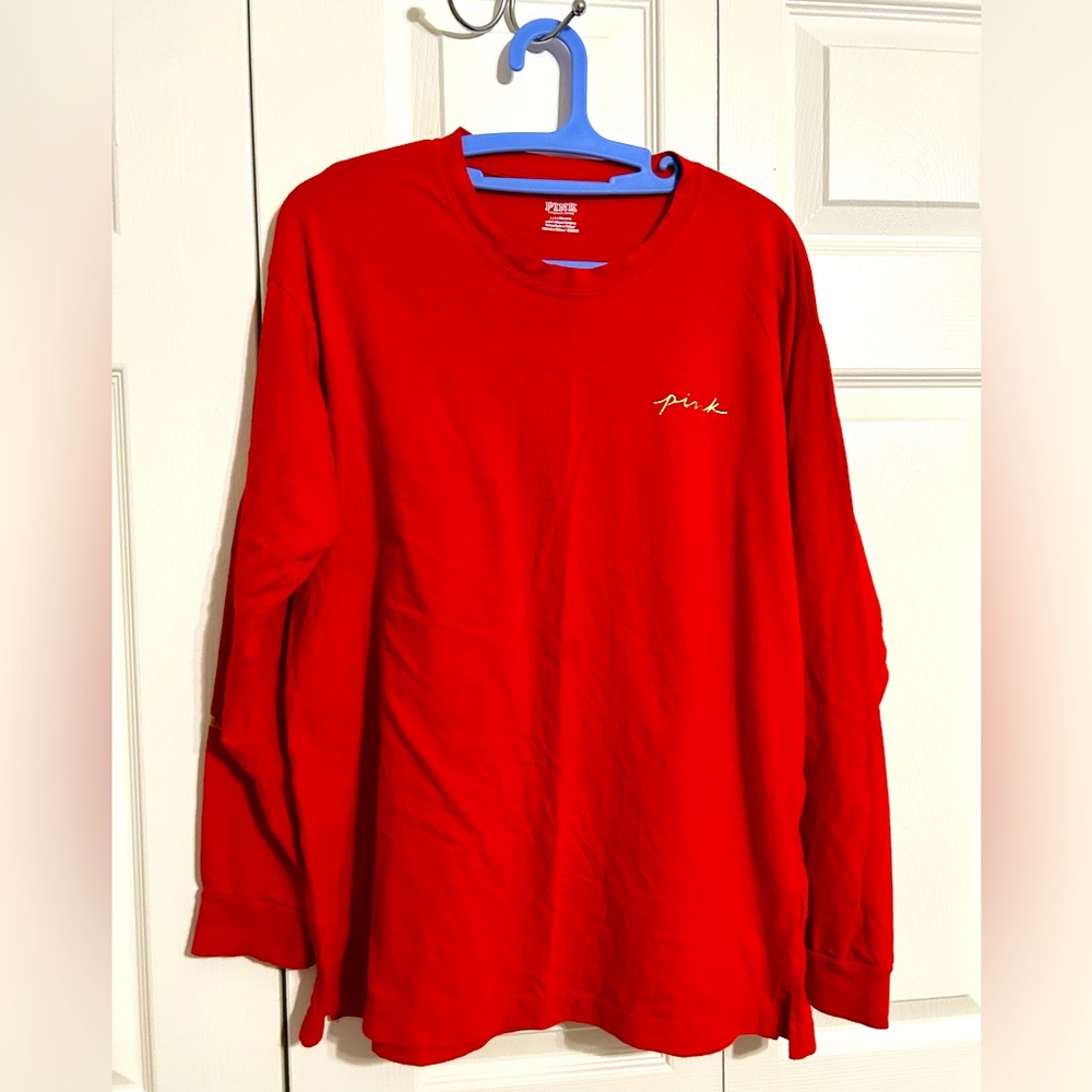 Crimson Red VS PINK Oversized Long Sleeve Tee - LARGE